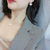 Wholesale Pearl Heart Snake Bone Chain Titanium Steel Necklace With Love Water Drop Bell Patterns Electroplated Jewelry Set For Women