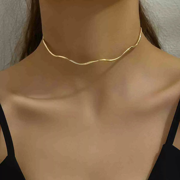 Wholesale Pearl Inlaid Geometric Copper Collar Necklace For Women