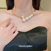 Wholesale Pearl Inlaid Geometric Copper Collar Necklace For Women