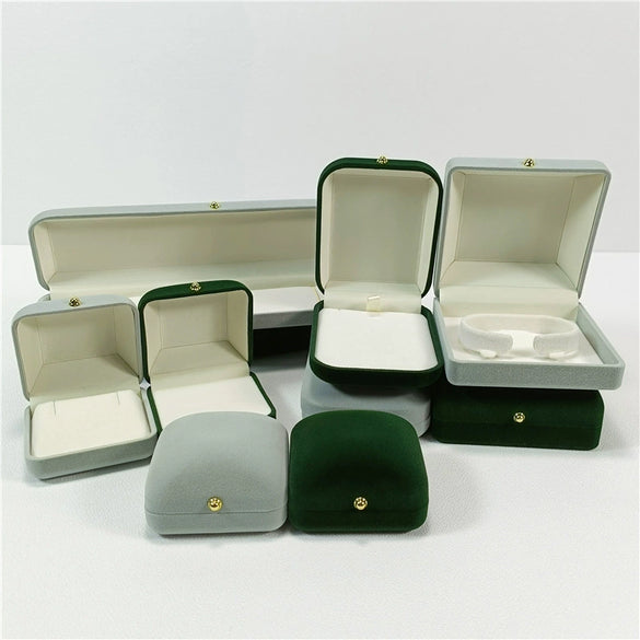 Wholesale Pearl Jewelry Box Made Of Gray Green Flannel For Earrings And Pendants