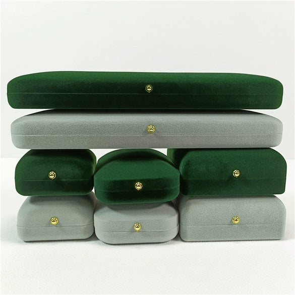 Wholesale Pearl Jewelry Box Made Of Gray Green Flannel For Earrings And Pendants