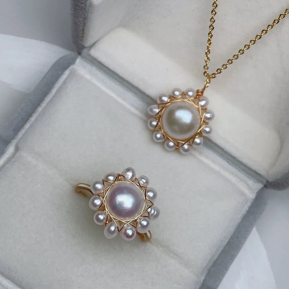 Wholesale Pearl Jewelry Set With Freshwater Pearls Necklace And Ring