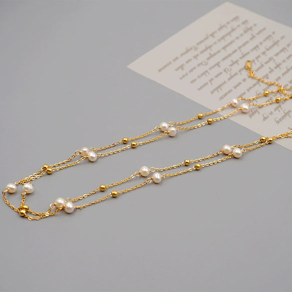 Wholesale Pearl Long Necklace Geometric Style Handmade