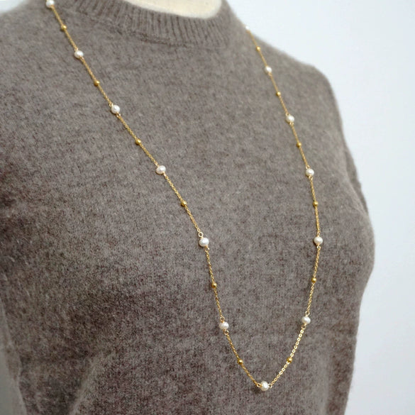 Wholesale Pearl Long Necklace Geometric Style Handmade