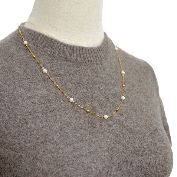 Wholesale Pearl Long Necklace Geometric Style Handmade