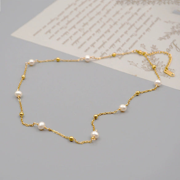 Wholesale Pearl Long Necklace Geometric Style Handmade