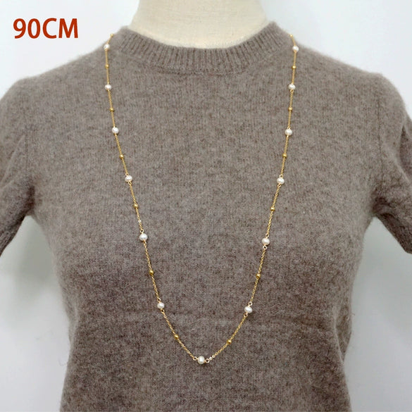 Wholesale Pearl Long Necklace Geometric Style Handmade