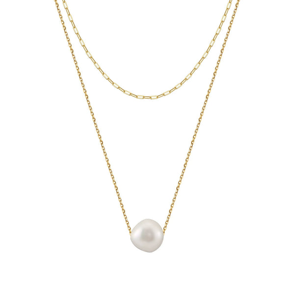 Wholesale Pearl Necklace Double Layer O Chain Geometric Style Light Luxury Design