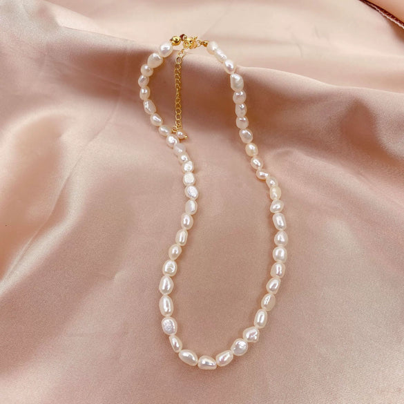 Wholesale Pearl Necklace Geometric Style Natural Freshwater Baroque Pearl 14K Goldwrapped Unisex