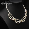 Wholesale Pearl Necklace Retro Geometric Style Petal Tassel Clavicle Chain Electroplating For Women
