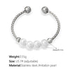 Wholesale Pearl Open Ring For Women Fashion Geometric Style Electroplated