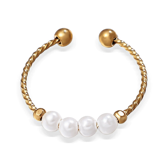 Wholesale Pearl Open Ring For Women Fashion Geometric Style Electroplated