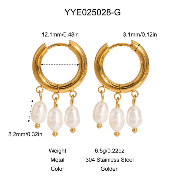 Wholesale Pearl Pendant Earrings In Light Luxury And Minimalist Style Made Of Stainless Steel With Pvd Furnace Vacuum Real Gold Plating