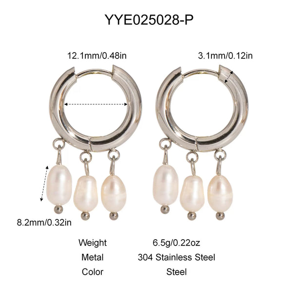 Wholesale Pearl Pendant Earrings In Light Luxury And Minimalist Style Made Of Stainless Steel With Pvd Furnace Vacuum Real Gold Plating