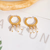 Wholesale Pearl Pendant Earrings In Light Luxury And Minimalist Style Made Of Stainless Steel With Pvd Furnace Vacuum Real Gold Plating