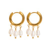 Wholesale Pearl Pendant Earrings In Light Luxury And Minimalist Style Made Of Stainless Steel With Pvd Furnace Vacuum Real Gold Plating