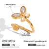 Wholesale Pearl Ring For Women Stainless Steel Geometric Shape Butterfly Design Electroplating Process