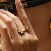 Wholesale Pearl Ring For Women Stainless Steel Geometric Shape Butterfly Design Electroplating Process
