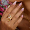 Wholesale Pearl Ring For Women Stainless Steel Geometric Shape Butterfly Design Electroplating Process