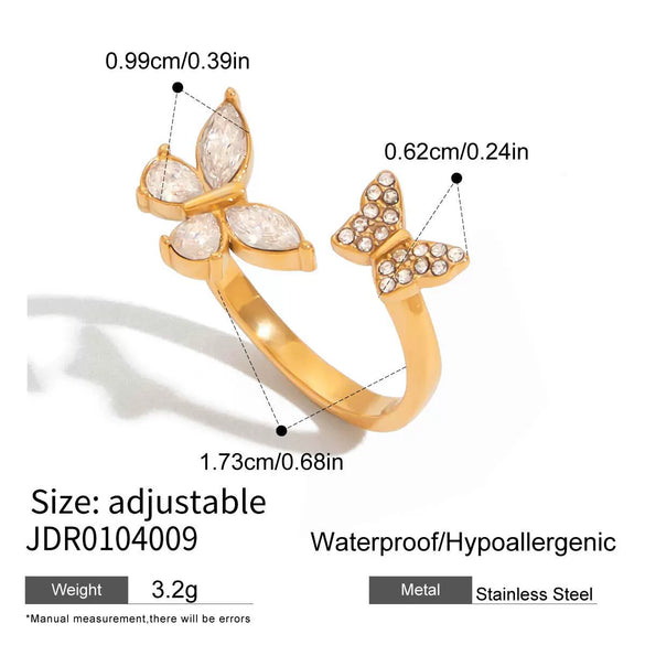 Wholesale Pearl Ring For Women Stainless Steel Geometric Shape Butterfly Design Electroplating Process