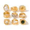 Wholesale Pearl Ring Stainless Steel Geometric Light Luxury Electroplated Jewelry For Women