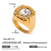 Wholesale Pearl Ring Stainless Steel Geometric Light Luxury Electroplated Jewelry For Women