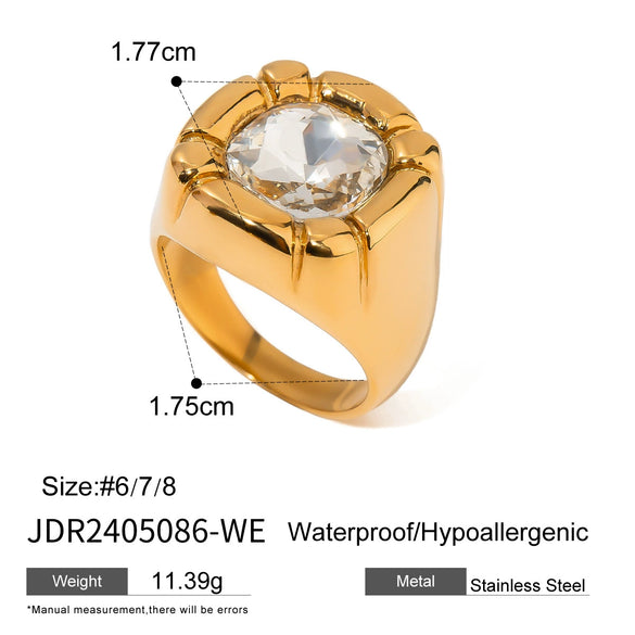 Wholesale Pearl Ring Stainless Steel Geometric Light Luxury Electroplated Jewelry For Women