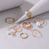 Wholesale Pearl Smooth Ring Set Geometric Irregular Disc Alloy Electroplated Eightpiece Ring