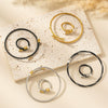 Wholesale Pearl Stainless Steel Titanium Steel Geometric Braided Doublelayer Elastic Wire Rope Bracelet For Women