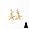 Wholesale Pearl Starfish Love Geometric Copper Gold Plated Earrings For Women