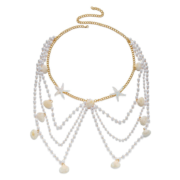 Wholesale Pearl Starfish Shell Body Chain For Women Bohemian Style Fashionable Versatile