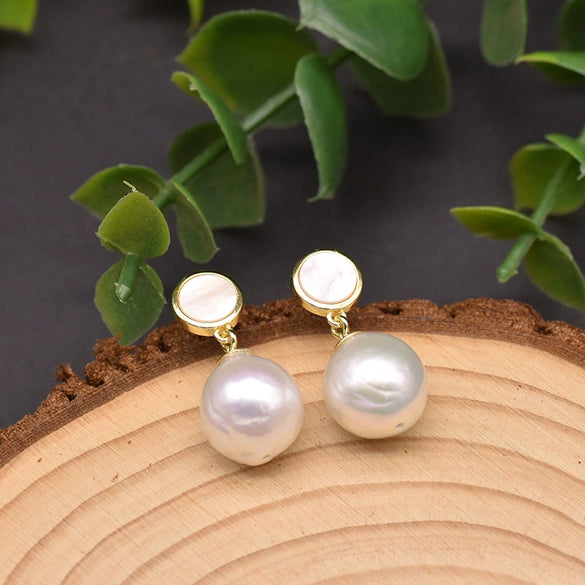 Wholesale Pearl 925 Sterling Silver Edison Baroque Earrings With Geometric Design And Electroplating For Women
