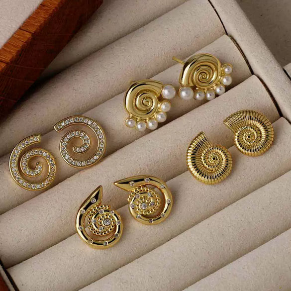 Wholesale Pearl Thread Earrings Copper 18K Gold Plated Geometric Animal Zodiac Minimalist Style