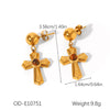 Wholesale Pearl Zircon Inlay Cross Earrings And 18K Gold Pvd Vacuum Plated Stainless Steel Necklace For Women