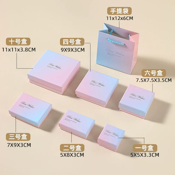 Wholesale Pearlescent Gradient Jewelry Storage Box Paper And Cardboard Earrings Bracelet Ring Box With Drawer Ins Style Packaging