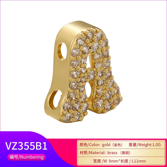 Wholesale Pendant Accessories Copper Plated 18K Real Gold Micro Inlaid English Letters Style
