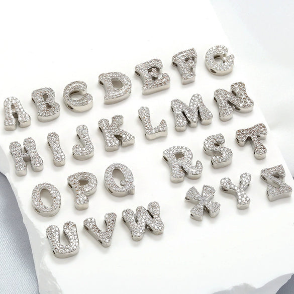 Wholesale Pendant Accessories Copper Plated 18K Real Gold Micro Inlaid English Letters Style
