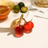 Wholesale Pendant Accessories Stainless Steel Red Resin Cherry Electroplating Design