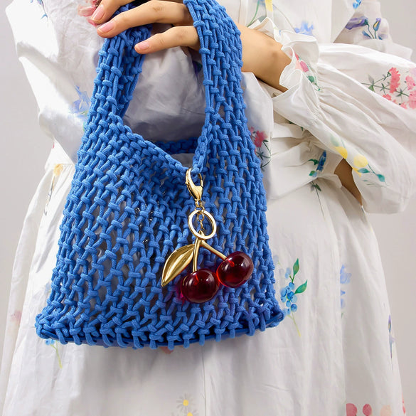 Wholesale Pendant Accessories Stainless Steel Red Resin Cherry Electroplating Design