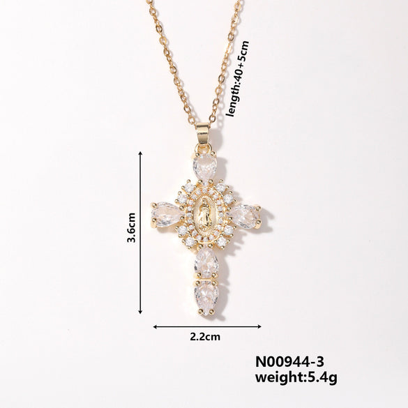 Wholesale Pendant Accessories Vintage Street Style Cross Copper Electroplated Twisted Chain Unisex
