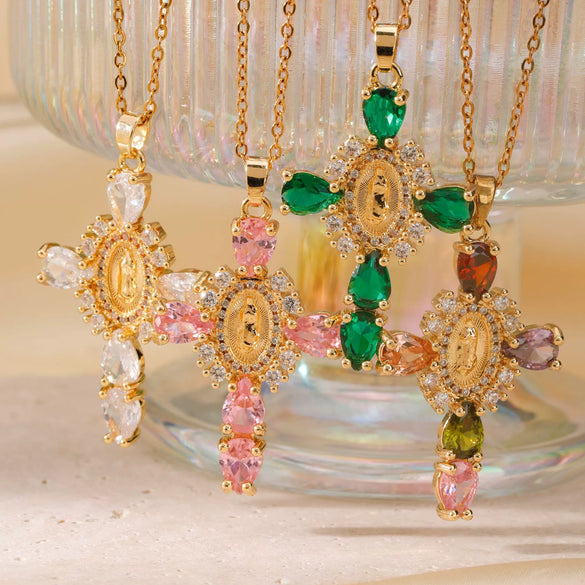 Wholesale Pendant Accessories Vintage Street Style Cross Copper Electroplated Twisted Chain Unisex
