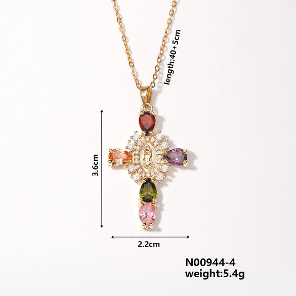 Wholesale Pendant Accessories Vintage Street Style Cross Copper Electroplated Twisted Chain Unisex