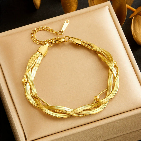 Wholesale Pendant Bracelet Titanium Steel Retro Fashion Doublelayered Diamondencrusted Round Blueeyed Star Lightning Design Electroplated