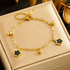 Wholesale Pendant Bracelet Titanium Steel Retro Fashion Doublelayered Diamondencrusted Round Blueeyed Star Lightning Design Electroplated