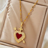 Wholesale Pendant Clavicle Necklace Copper Zircon Heart Shape Micropaved Electroplating For Women