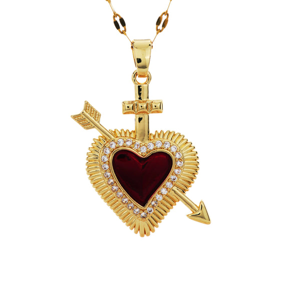 Wholesale Pendant Clavicle Necklace Copper Zircon Heart Shape Micropaved Electroplating For Women