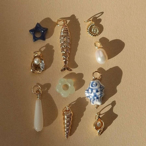 Wholesale Pendant Conch Fish Style Copper 18K Gold Color Furnace Vacuum Plating