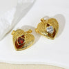 Wholesale Pendant Copper Love Diamondencrusted Red Stone Heartshaped Electroplated