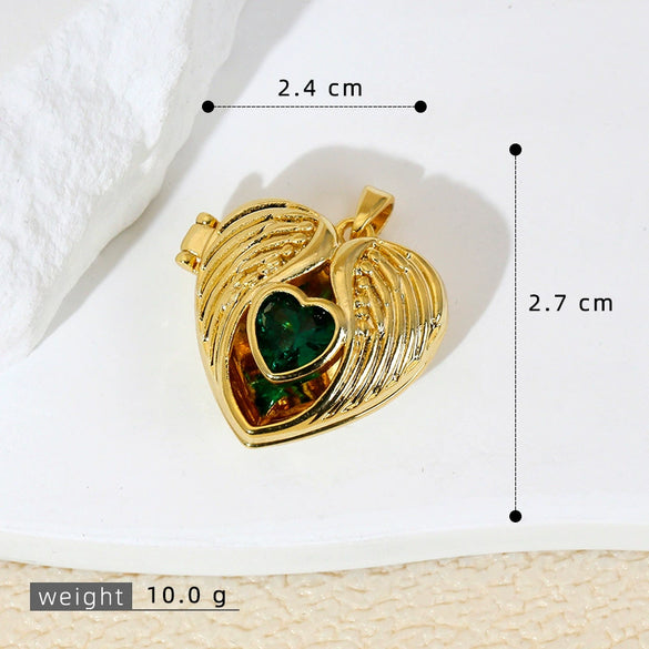Wholesale Pendant Copper Love Diamondencrusted Red Stone Heartshaped Electroplated