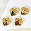Wholesale Pendant Copper Love Diamondencrusted Red Stone Heartshaped Electroplated